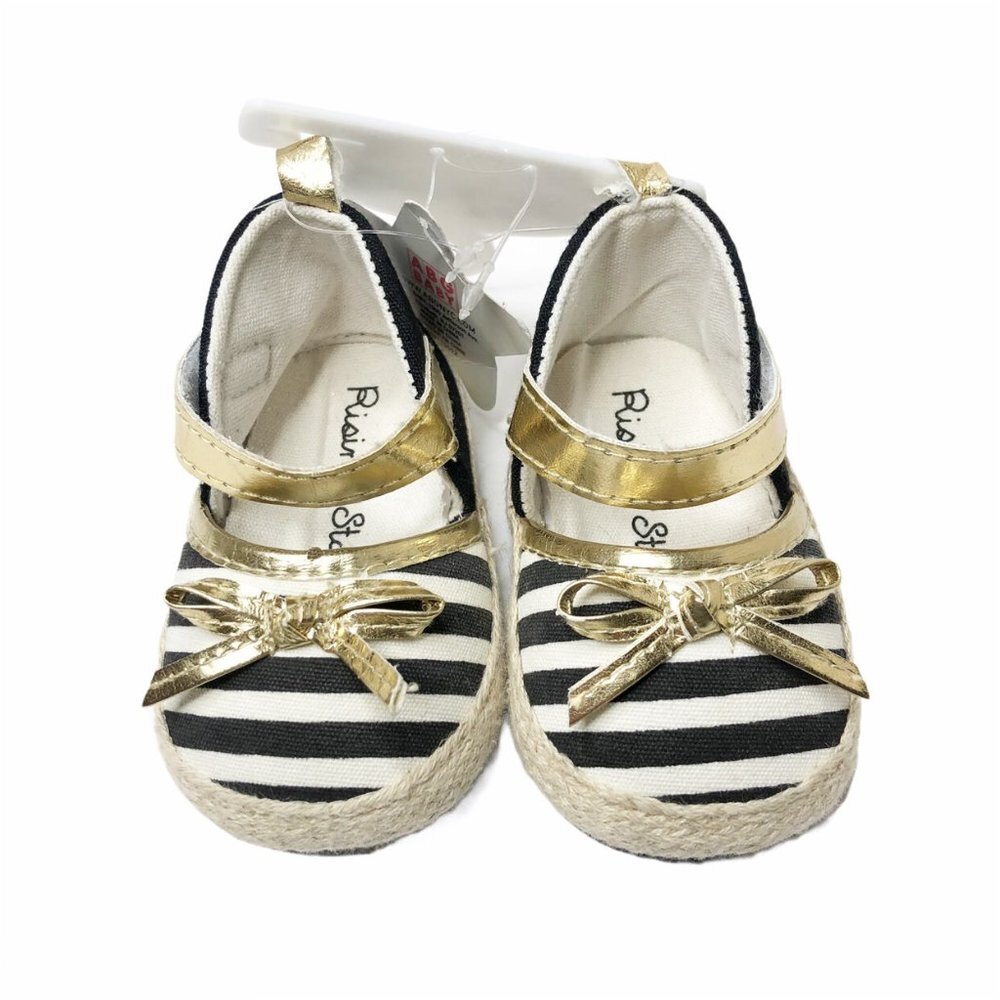 NWT Rising Star Gold Striped Crib Shoes